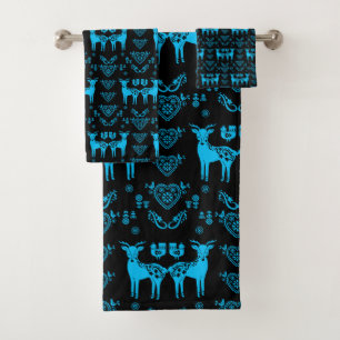 Conjunto De Toalhas Rosemaling Norueguês Folk Art