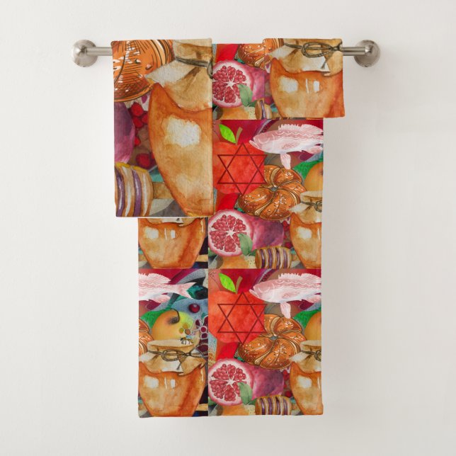 Conjunto De Toalhas Rosh Hashanah Bathroom Towel Set (Insitu)