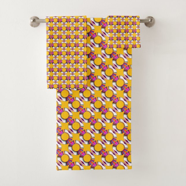 Conjunto De Toalhas Rosquinha Amarela Repetir Arco-íris  (Insitu)