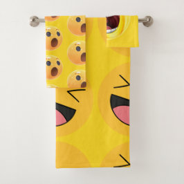Conjunto De Toalhas Rosto de Emoji Rindo Engraçado