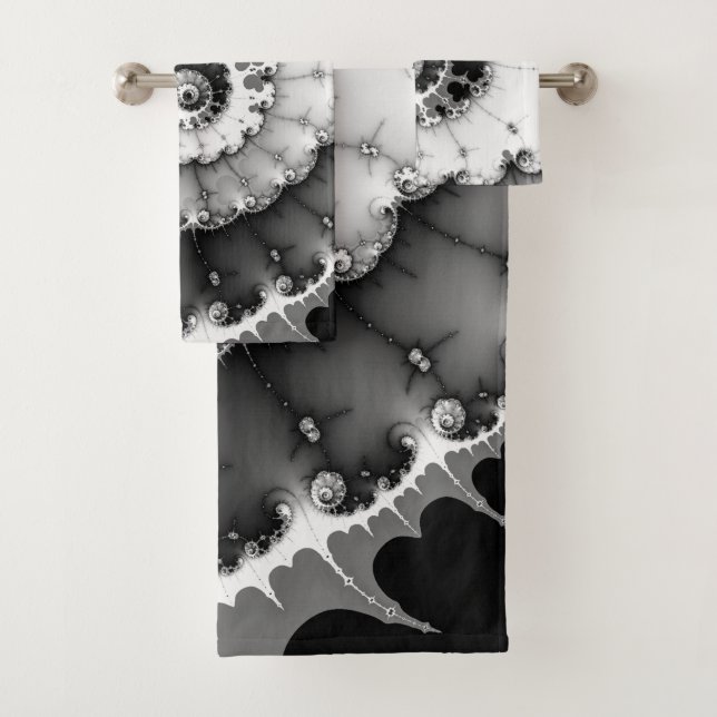 Conjunto De Toalhas Rotação Preta e Branca Profunda (Insitu)