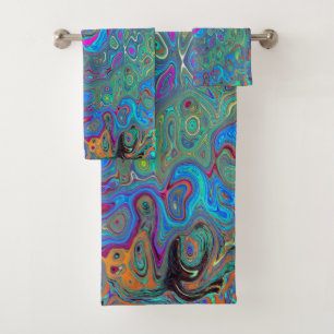 Conjunto De Toalhas Rotação Retrópica Verde de Espuma Magenta, Azul