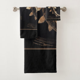 Conjunto De Toalhas Roteiro de cobre metálico Koi esculpido
