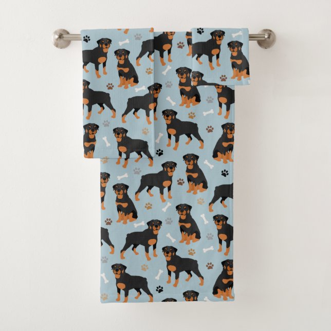 Conjunto De Toalhas Rottweiler Ossos e Patas Cães (Insitu)