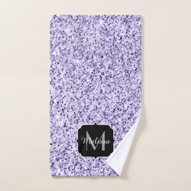 Conjunto De Toalhas Rótulo com brilho roxo luz ultravioleta Monograma (Toalha de mão)