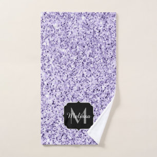 Conjunto De Toalhas Rótulo de purpurina roxa luz ultravioleta Monogram