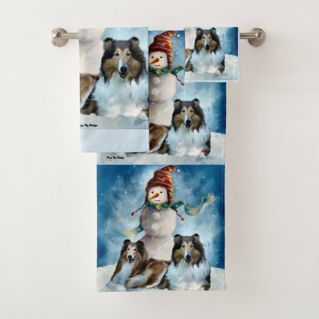 Conjunto De Toalhas Rough Collie Christmas (Insitu)
