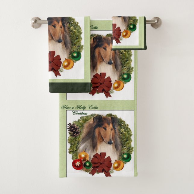 Conjunto De Toalhas Rough Collie Lovers Natal (Insitu)