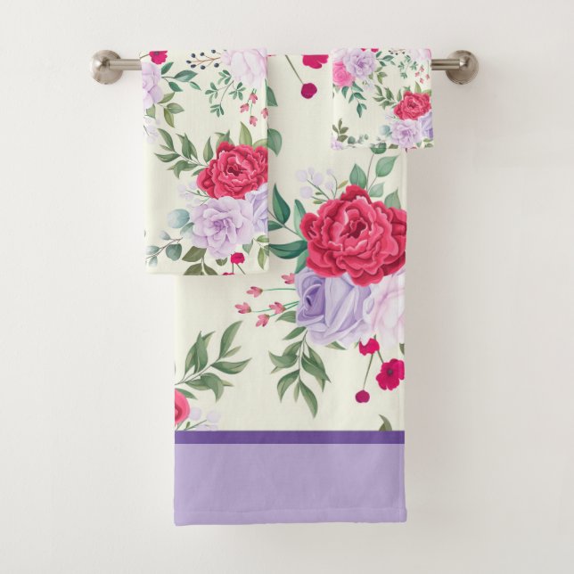 Conjunto De Toalhas Roxa. Flórida chic vermelha (Insitu)