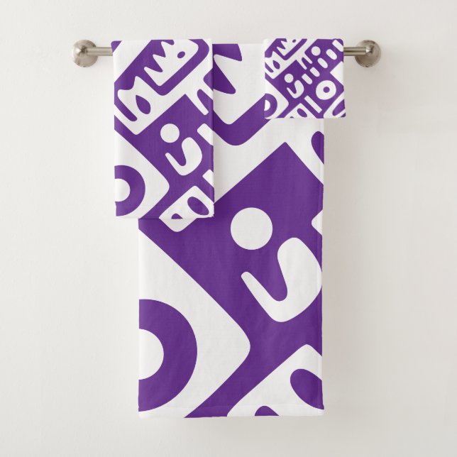 Conjunto De Toalhas roxo e branco rabiscos 2 de 4 (Insitu)
