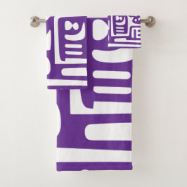 Conjunto De Toalhas roxo e branco rabiscos 4 de 4