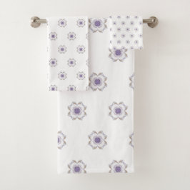 Conjunto De Toalhas Roxo e Dourada Arte Fractal