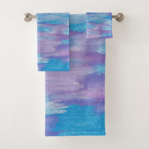 Conjunto De Toalhas Roxo e redemoinho azul
