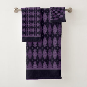 Conjunto De Toalhas Roxo Fundo Argyle