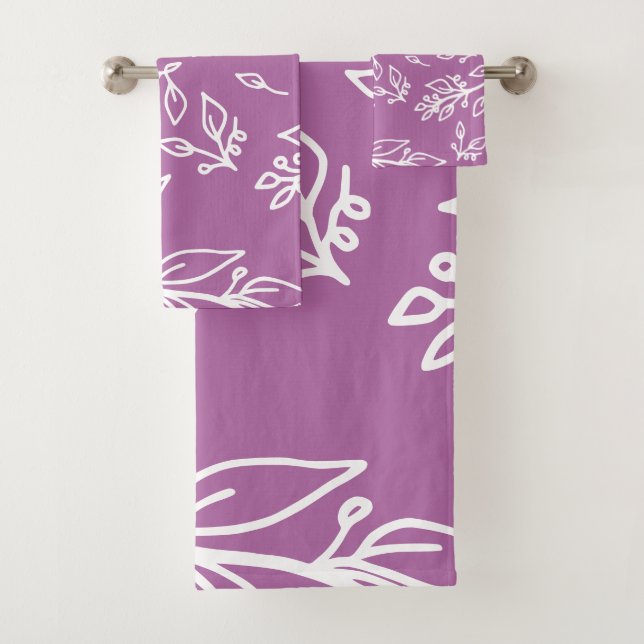 Conjunto De Toalhas Roxo Lavanda Floral (Insitu)