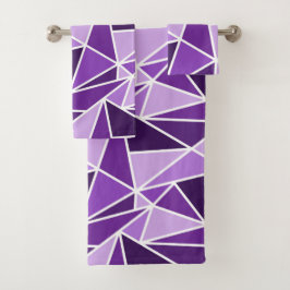 Conjunto De Toalhas Roxo Monocromático abstrato Geométrico