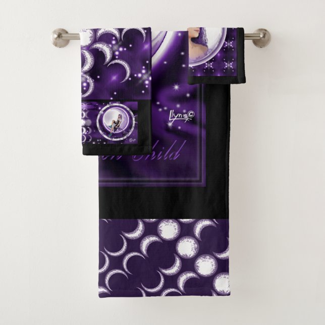 Conjunto De Toalhas Roxo Moon Child (Insitu)