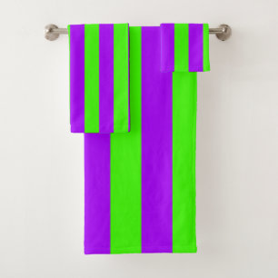 Conjunto De Toalhas Roxo Psicodélico Elétrico E Verde Harlequim