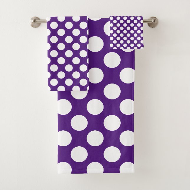 Conjunto De Toalhas Roxo Real: Padrão de Bolinhas Brancas Grandes (Insitu)