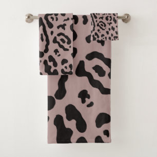 Conjunto De Toalhas Roxo Rosa Impresso de Animais Leopardo Guepardo
