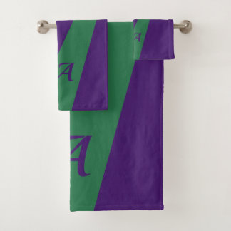 Conjunto De Toalhas Roxo verde moderno elegante chique ousado monogram