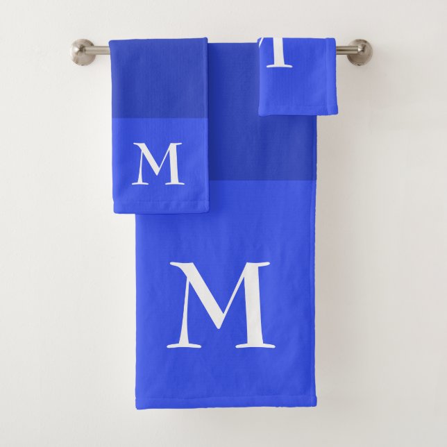 Conjunto De Toalhas Royal Blue Ombre Monogrammed (Insitu)
