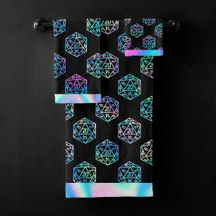 Conjunto De Toalhas RPG Dice   Holo Old School Fantasy Tabletop Gamer