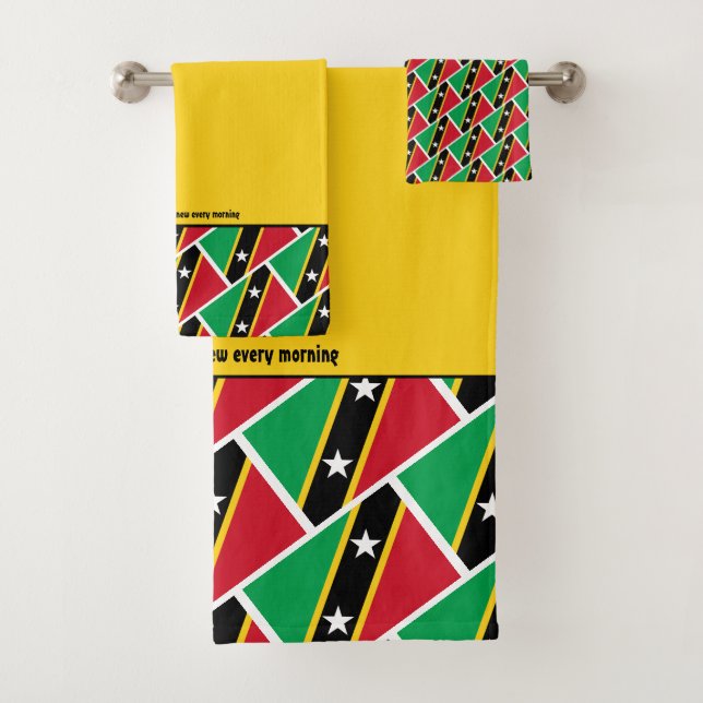 Conjunto De Toalhas RUA KITTS NEVIS FLAG - Escritura Personalizada AMA (Insitu)
