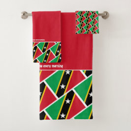 Conjunto De Toalhas RUA KITTS NEVIS FLAG - Escritura Personalizada RED
