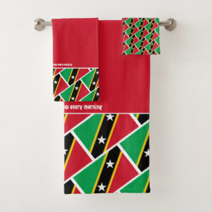 Conjunto De Toalhas RUA KITTS NEVIS FLAG - Escritura Personalizada RED