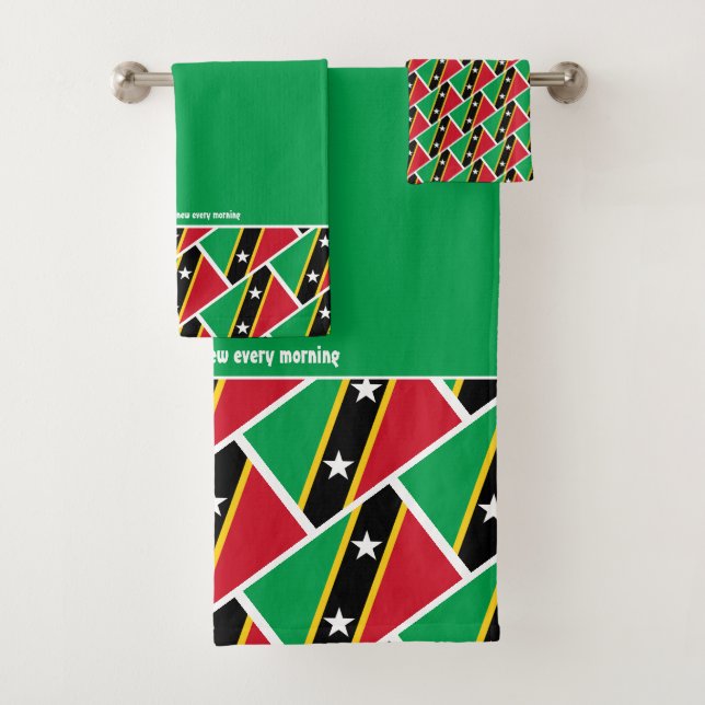 Conjunto De Toalhas RUA KITTS NEVIS FLAG - Escritura Personalizada VER (Insitu)