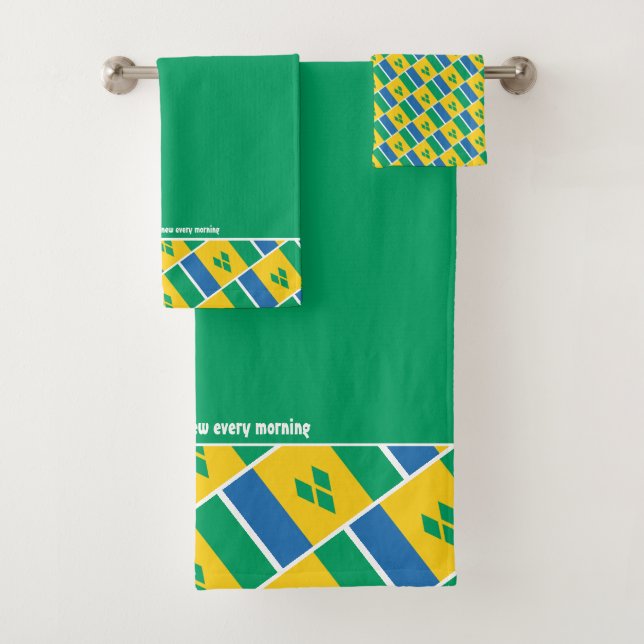 Conjunto De Toalhas RUA VINCENT FLAG Personalizado Escritura VERDE (Insitu)