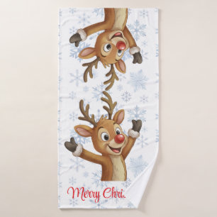 Conjunto De Toalhas Rudolph com Flocos de Neve Azuis