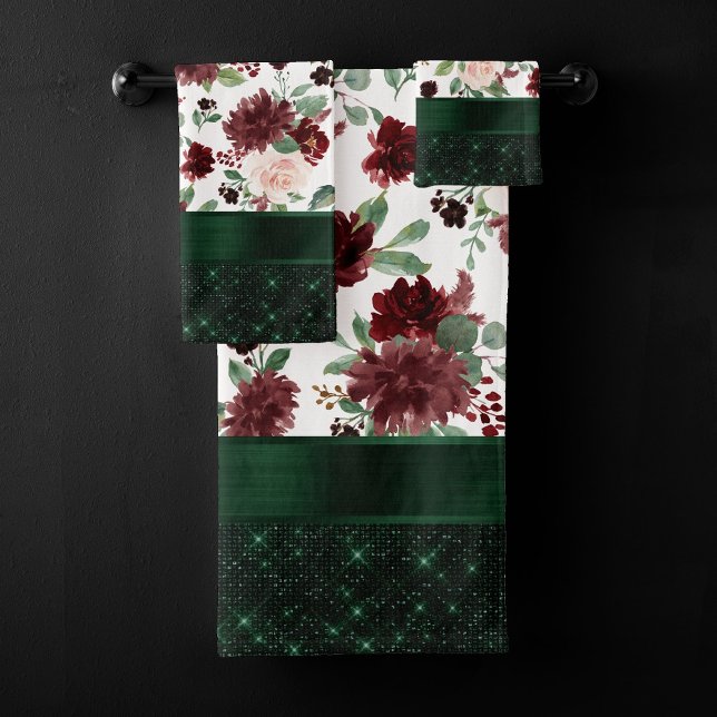 Conjunto De Toalhas Rustic Blooms | Terracotta e Marsala Red Shimmer (Criador carregado)