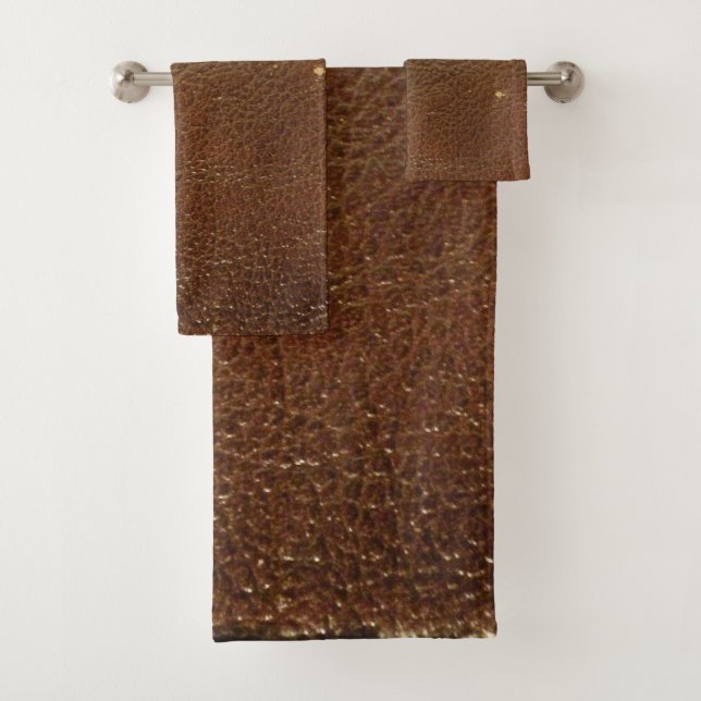 Conjunto De Toalhas Rustic Faux Brown Leather (Insitu)