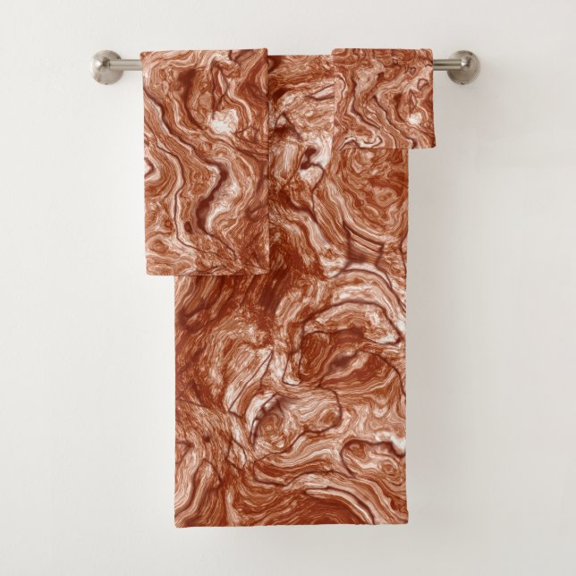 Conjunto De Toalhas Rusty Red Marble abstrato (Insitu)