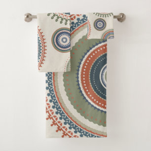 Conjunto De Toalhas Sábio Neutro Azul Multi Mandala