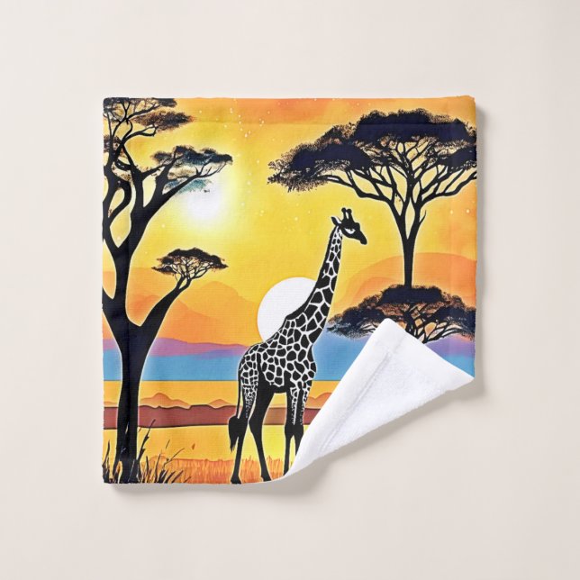 Conjunto De Toalhas Safari Sunset: Giraffe's Embrace (Pano de lavar)