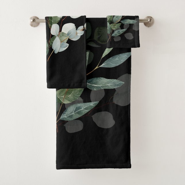 CONJUNTO DE TOALHAS SAGE BLACK EUCALYPTUS BATHROOM TOWEL SET (Insitu)