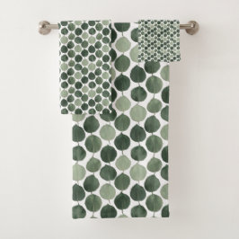 Conjunto De Toalhas Sage Green Eucalyptus Leaf Pattern Botanical Plant