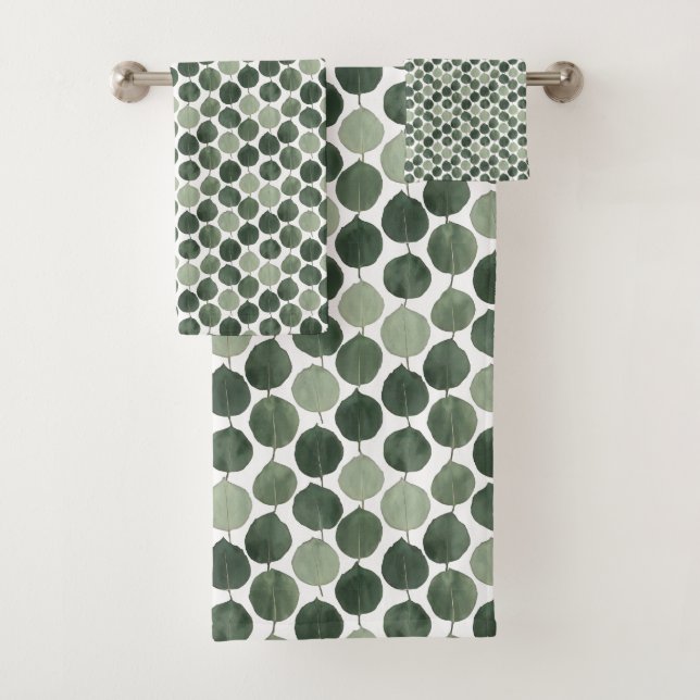 Conjunto De Toalhas Sage Green Eucalyptus Leaf Pattern Botanical Plant (Insitu)