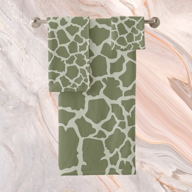 Conjunto De Toalhas Sage Green Giraffe Impressão (Criador carregado)