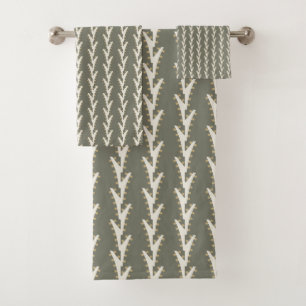 Conjunto De Toalhas Sage Green Jagged Stripes