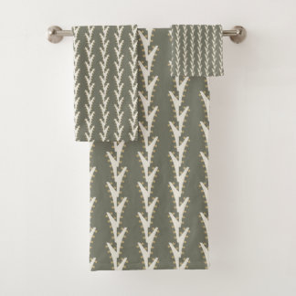 Conjunto De Toalhas Sage Green Jagged Stripes