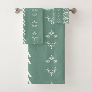 Conjunto De Toalhas Sage Green Mud-Cloth