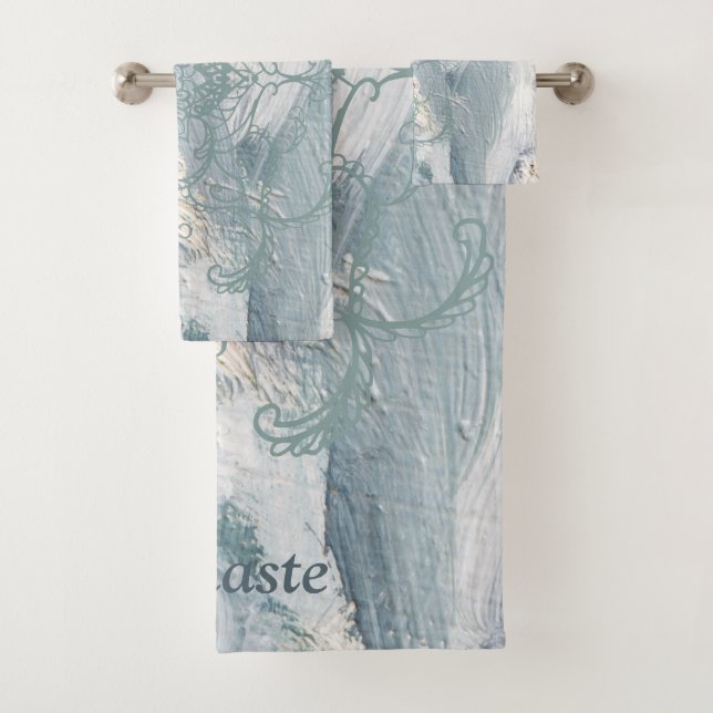 Conjunto De Toalhas Sage Green Name Abstrato Henna (Insitu)