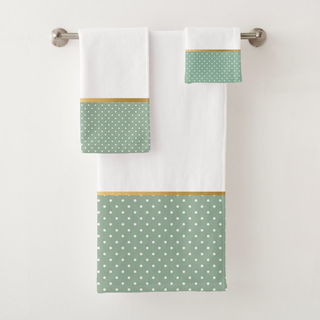 CONJUNTO DE TOALHAS SAGE GREEN SPOT BATHROOM TOWET (Insitu)