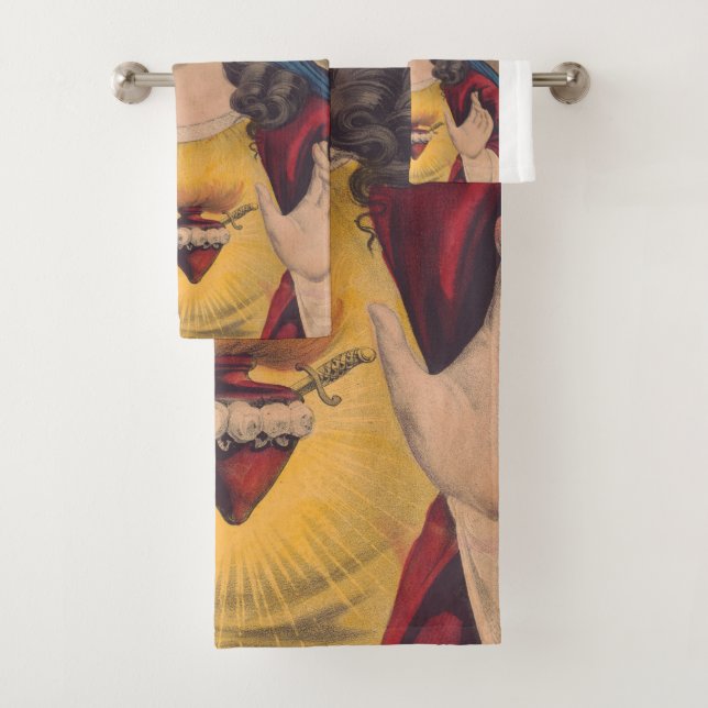 Conjunto De Toalhas Sagrado Coração de Maria (Insitu)