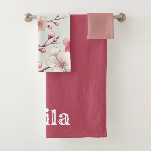 Conjunto De Toalhas Sakura Personalizada (Insitu)