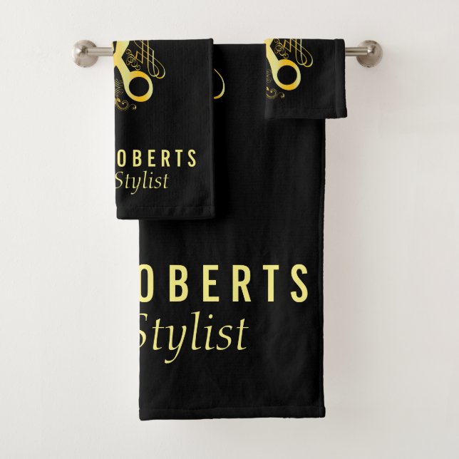 Conjunto De Toalhas Salão Dourado de Tesoura de Cabelo, Lúxia e Bela (Insitu)